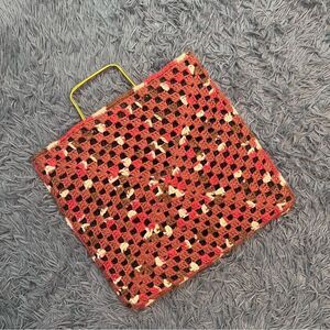 Handcrafted Multicolor Crochet Square Bag with Metal Handle